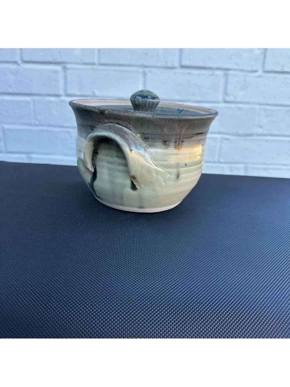 Handcrafted Ceramic Art Pottery Casserole Dish Lid+Loop+Handles Signed by Artist